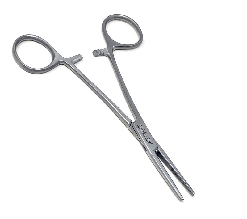 Half Serrated Locking Hemostat Forceps 5.5" (14cm) Straight, Ideal for Ideal for Hobby Tools, Electronics, Fishing, Nurse, Premium Quality (Satin Premium) Satin Premium