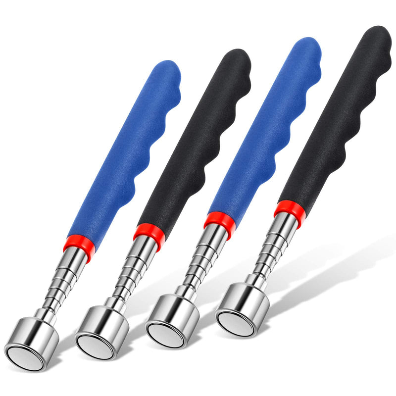 Telescoping Magnetic Pickup Tool 20 Lbs Magnet Extension Tool Telescoping 30 Inch Extendable Stick Gadget for Men Suitable for Birthday Father's Day Christmas(Blue and Black,4 Pieces) 4 Blue and Black