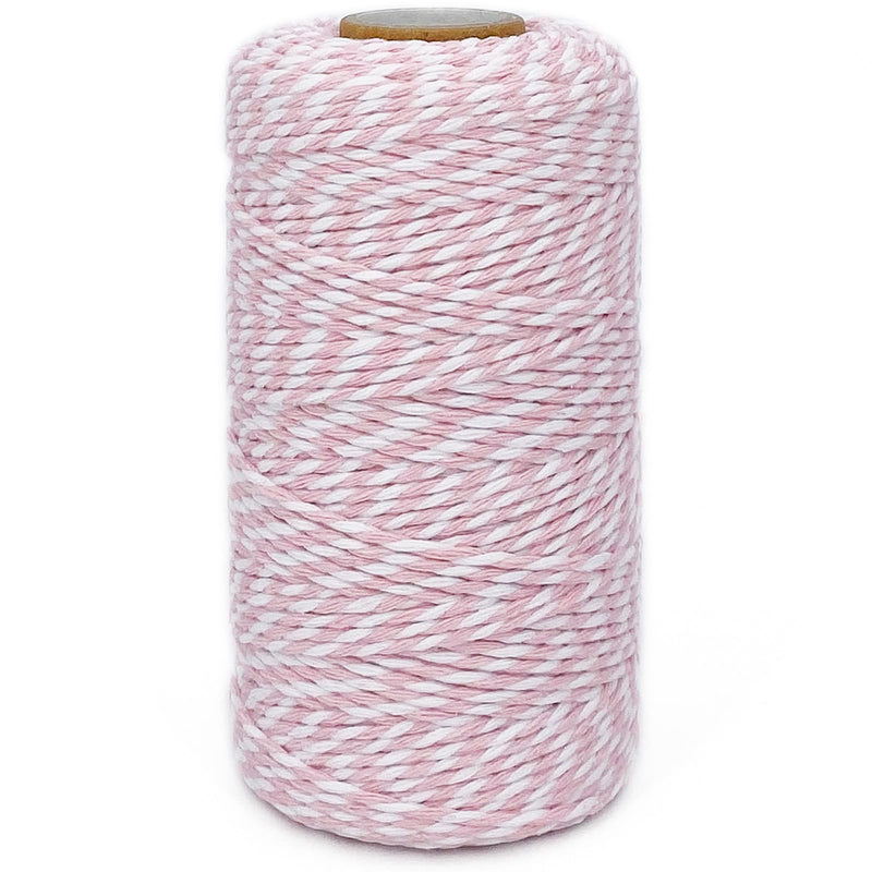 Cotton Twine Pink and White Baker String 2mm Thick 328 Feet Christmas Twine for Gift Wrapping DIY Crafts Home Decoration Gardening 328ft
