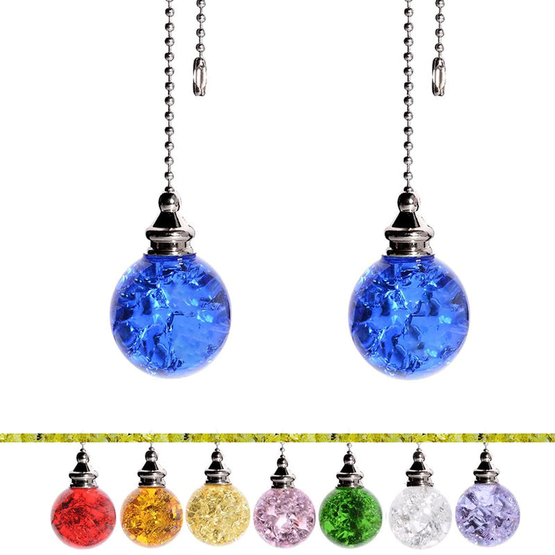 2PCS Ceiling Fan Pull Chain, Ceiling Fan Pull Chain Extension, Pull Chains for Ceiling Fans and Lights, Ceiling Fan Pulls, Light Pull Chain with 21 Inches Ball Beaded Pull Chain, Blue