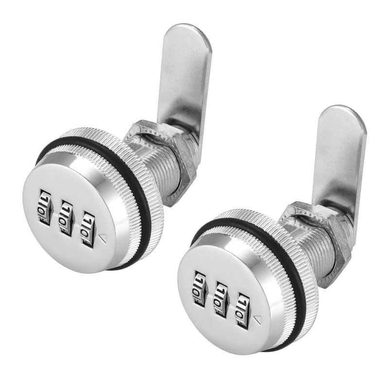 Lpraer Combination Cam Lock Security Locks Set of 2 Password Coded Locks for Safety of Box Cabinet Drawer Mailbox Door Furniture (1-1/8 Inch, Silver) 30 mm