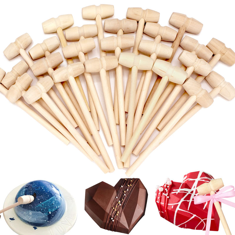 20 PCS Mini Wood Hammers Wooden Hammer for Breakable Heart Chocolate Heart, Wood Lobster Crab Mallet