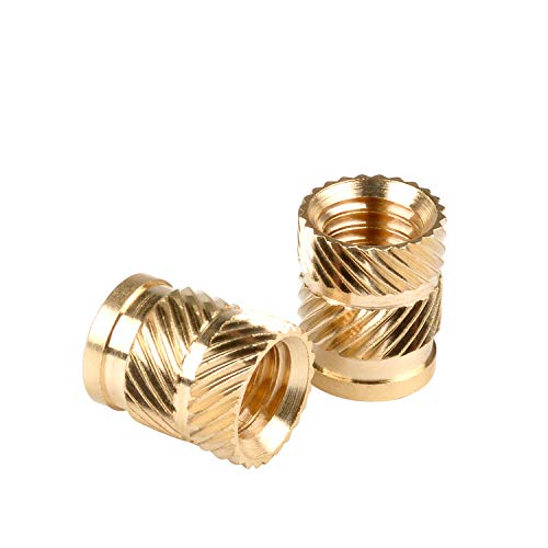 in-saiL M5x8.1mm,OD7.1mm 50pcs/Pack Threaded Heat Set Inserts for Plastic Embed Parts Brass C3604,Gold