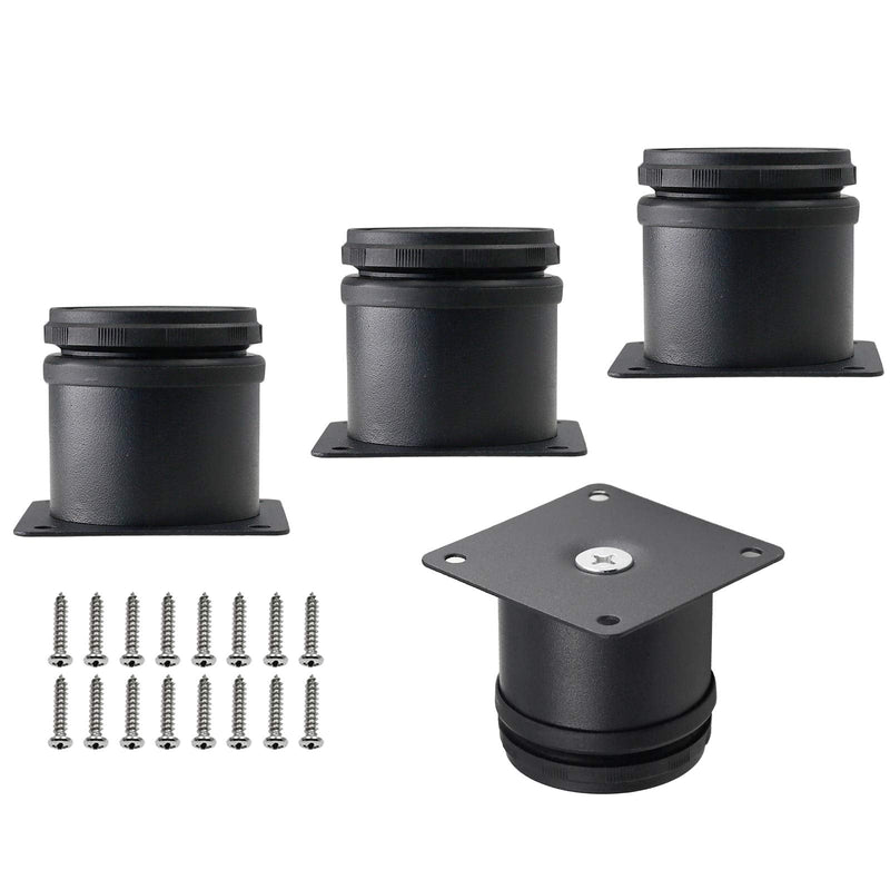 Set of 4 Stainless Steel Furniture Legs 2 Inch, Adjustable Round Cabinet Legs 2" Dia Kitchen Feet, Metal Replacement Legs for Cabinet Sofa Couch Shelves Table (Black) Black