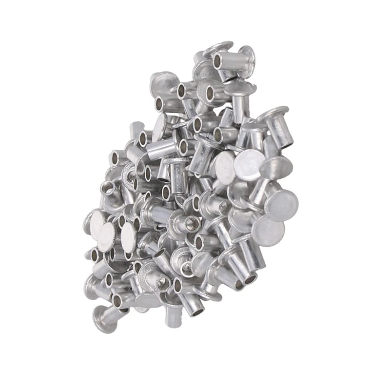 Yinpecly 3x5mm Flat Head Semi Tubular Rivets Aluminum Partial Hole Tubular Rivets for Fasten Work Pieces Silver Tone 200pcs M3x5mm 200