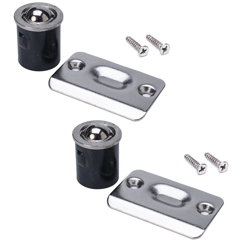 Door Ball Catch, Drive in Ball Catches for Interior Doors, 13/16 Inch x 1 Inch Closet Door Ball Catch Hardware, Door Tension Adjustable (2 Pack, Self-Embed Silver) 2 Pack Satin Nickel
