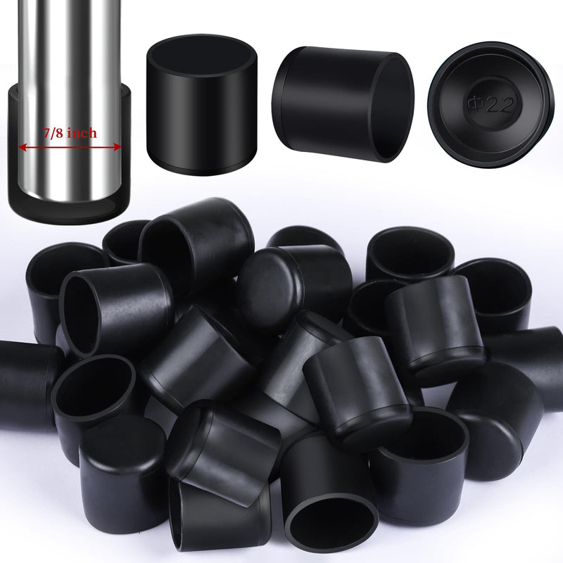 HNYYZL 7/8" 32Pcs Rubber Chair Leg Caps,Chair Leg Floor Protectors,Chair Leg Covers,Folding Chair Leg Caps,Floor Protectors for Chairs,Table Leg Caps,Black 32