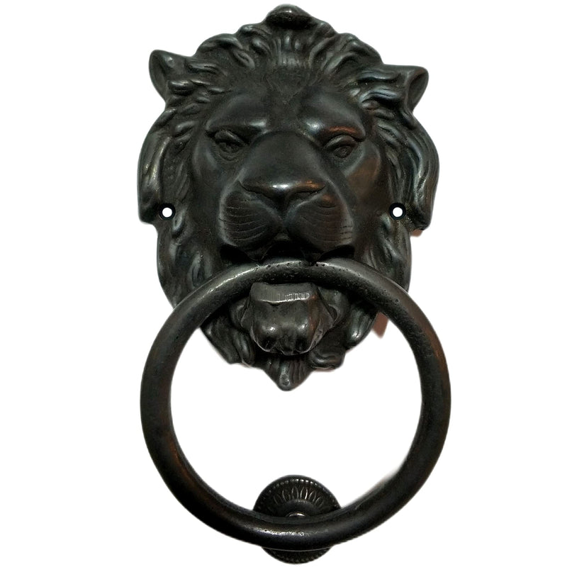 Regency Lions Head Door Knocker,Solid Brass,H:7 inch,Black,Oxide Finish