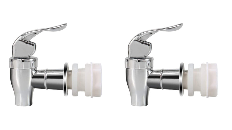 Silver Beverage Dispenser Replacement Spigot, Push Style Spigot for Beverage Dispenser Carafe, Water Dispenser Replacement Faucet (2 PACK) 2 Silver