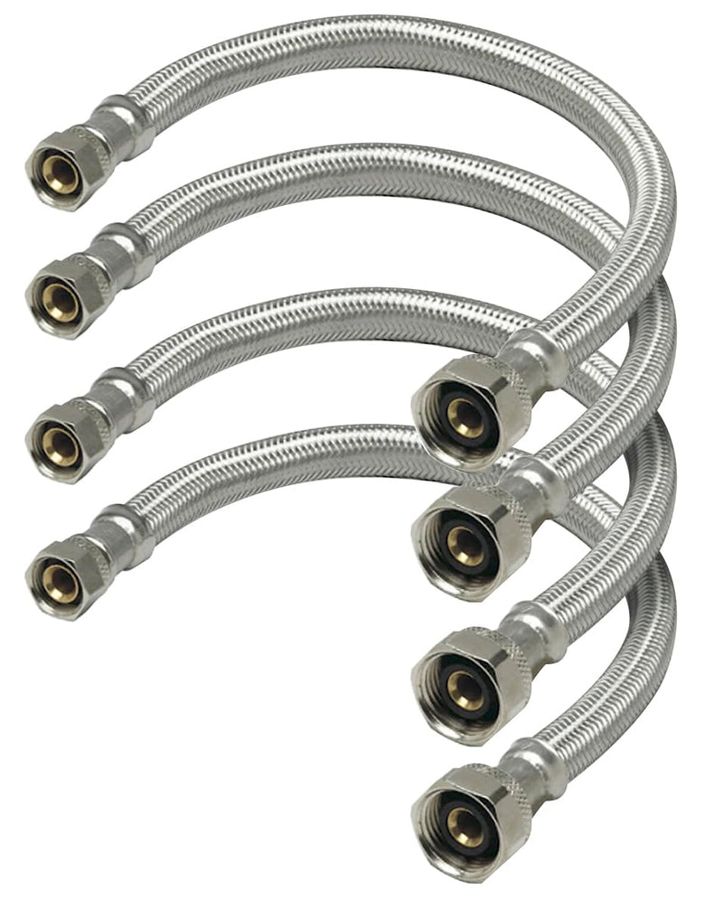 Faucet Hose Connector 24" Length, 1/2" IPS X 3/8" Comp FIP Flexible Braided Stainless Steel Supply Line, Bathroom Kitchen Sink Extension Lead-Free (4 Pack) 24 In Pack Of 4