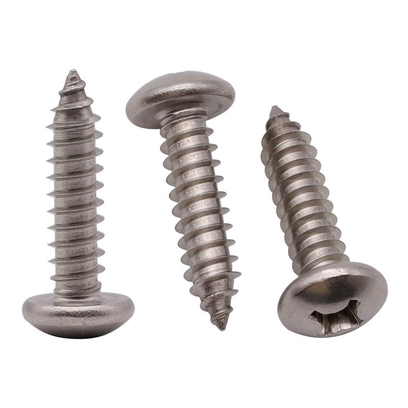 #8 x 3/4" (100 Pack) Stainless Steel Phillips Pan Head Wood Screws, Stainless Steel 304 (18-8), Pan Head Sheet Metal Screws Self Tapping Screws #8 x 3/4" 100