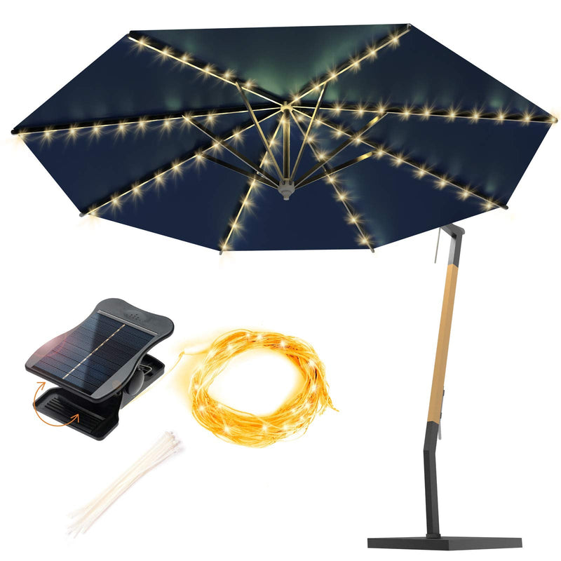 VOOKRY Solar Umbrella Lights Outdoor, Waterproof Solar Powered Patio Umbrella Lights Cordless 8 Modes LED Umbrella Patio Lights for Beach Tent Camping Garden Party Decoration(Warm White) Warm White