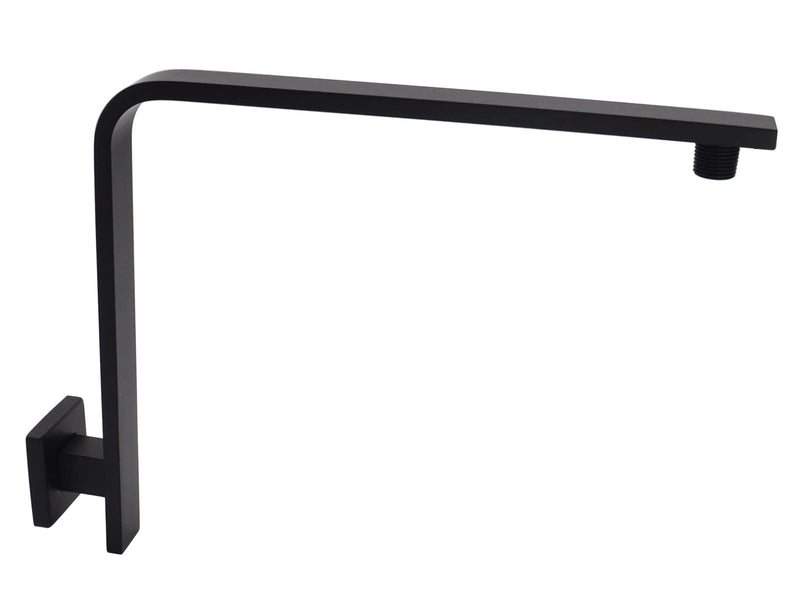 Solid Brass 10.5" Wall Mount Square High Rise Shower Arm and Flange Matte Black