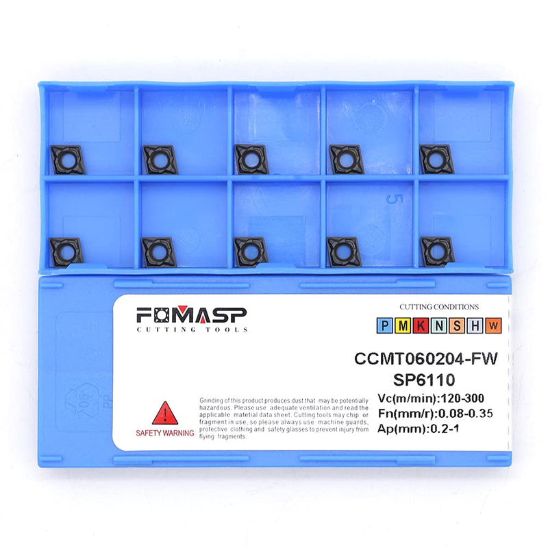 Carbide Inserts for Steel CCMT21.51 / CCMT060204-PF for Finishing Turning Cutting Metal Tools, 10 PCS CCMT21.51-PF