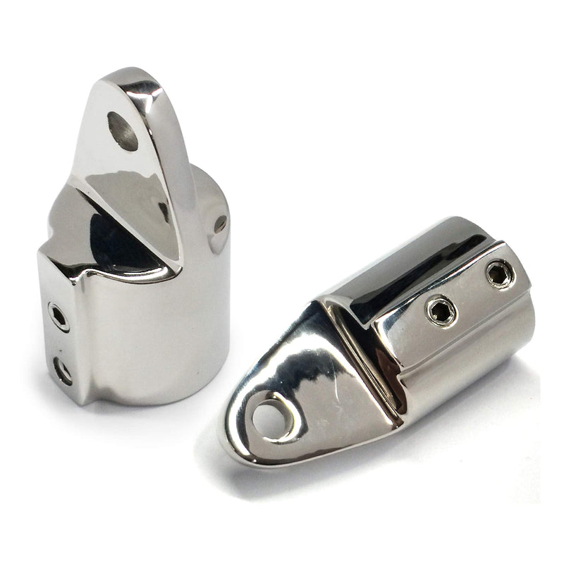 Pair of 316SS Heavy Duty 1-1/4in I.D. Bimini Top Cap Two External Eye End Boat Fittings Marine Hardware, Fits 1-1/4in(32mm) OD Round Tube