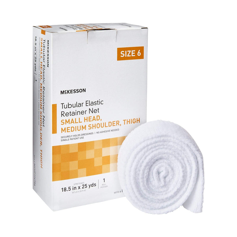 McKesson Tubular Elastic Retainer Net Dressing, Non-Sterile, Small Head, Medium Shoulder, Thigh, Size 6, 18 1/2 in x 25 yd, 1 Count, 1 Pack Size 6 1 Count