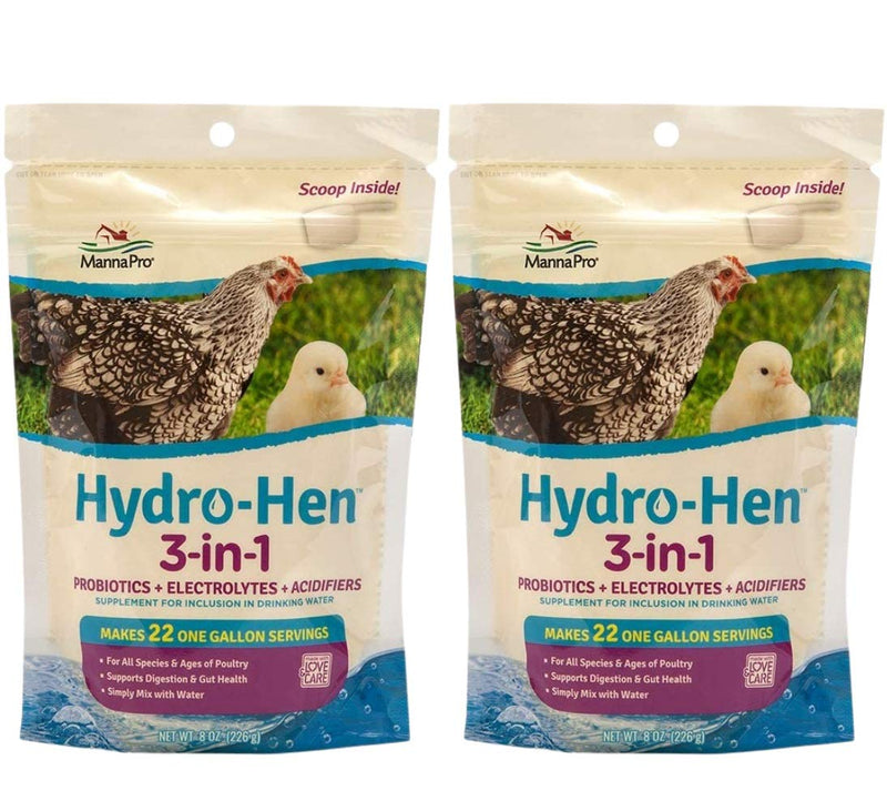 Manna Pro 2 Pack of Hydro-Hen 3-in-1 Water Supplement with Probiotics, Electrolytes, and Acidifiers for Chickens2 - PawsPlanet Australia