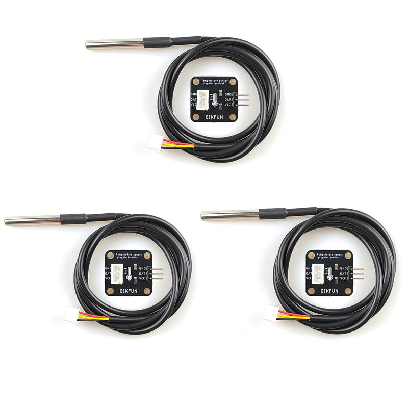 Gikfun DS18B20 Waterproof Digital Temperature Sensor with Adapter Module for Arduino (Pack of 3 Sets) EK1183