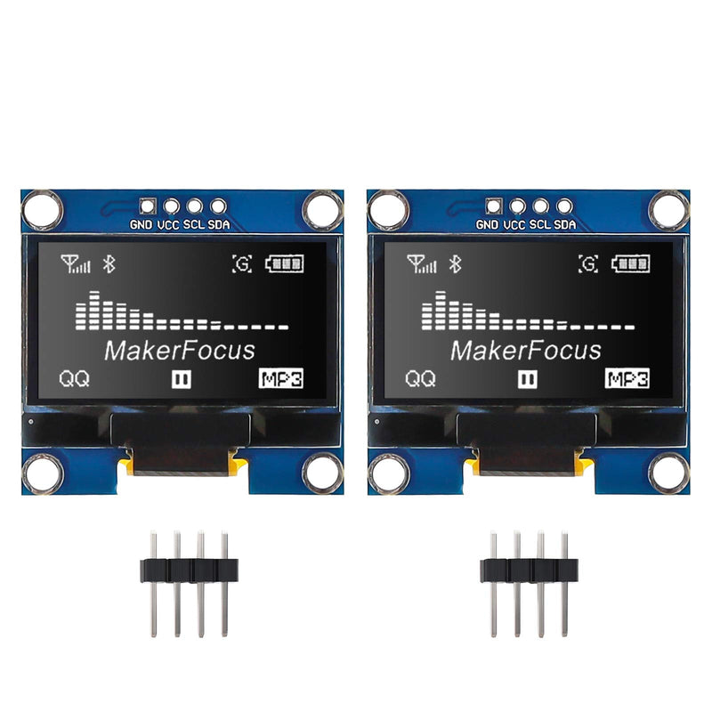 MakerFocus 2pcs 1.3 Inch I2C IIC OLED Display Module 128 x 64 Pixel SSD1306 Self-Luminous Display Board for Arduino/Raspberry Pi/ESP32 2
