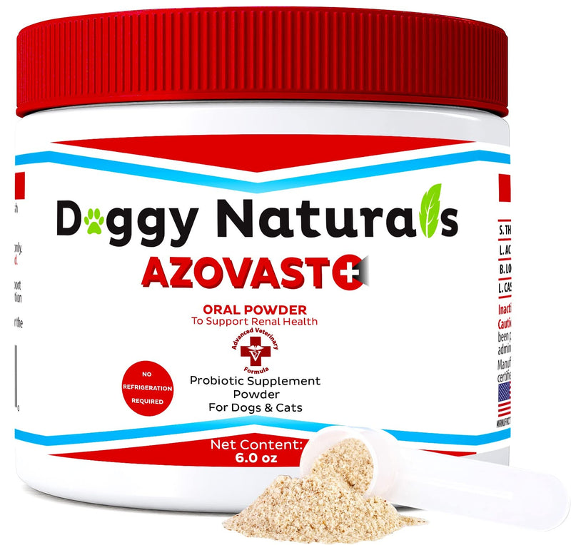 Azovast Plus Kidney Health Supplement for Dogs & Cats, Oral Powder (6 Oz) - (120 Doses/ Jar) NO Refrigeration Required - Help Support Kidney Function & Manage Renal Toxins (Made in U.S.A) - PawsPlanet Australia