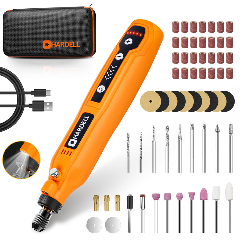 HARDELL Mini Cordless Rotary Tool Kit, 5-Speed and USB Charging with 61 Accessories, Multi-Purpose 3.7V Power Rotary Tool for Sanding, Polishing, Drilling, Etching, Engraving, DIY Crafts Cordless, Mini