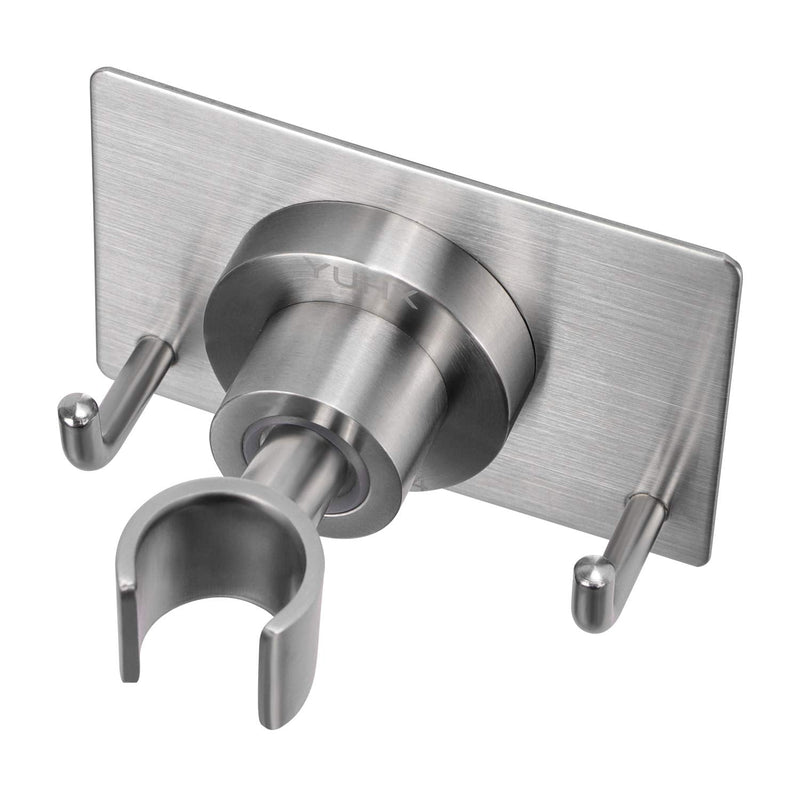 Shower Head Holder All Metal Strong Adhesive and Drilling Screws Two Installation Methods, Adjustable Handheld Shower Head Mount,Stainless Steel Hand held Showerhead Wand bracket A-Style Brushed