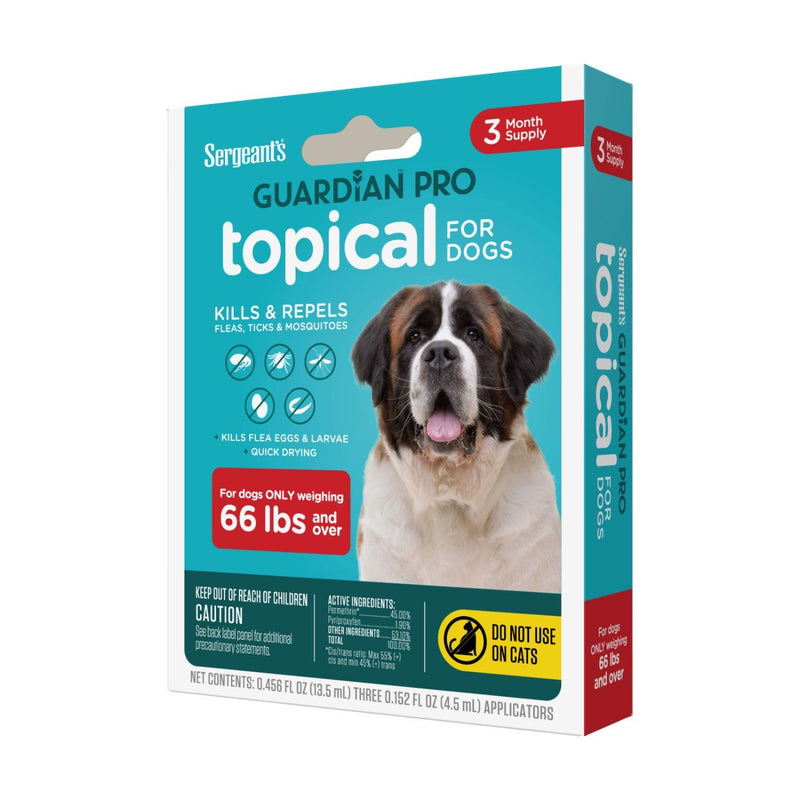 Sergeant's Guardian Pro Flea & Tick Squeeze On Topical for Dogs, 66+ lbs., 3 Count 3 Count Topical