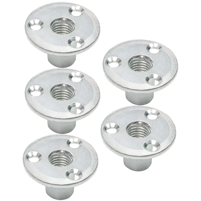Yinpecly M12 Brad Hole Tee Nut Carbon Steel Round Base Screw-in T-Nuts Furniture Hardware Flange Insert Mounting for Furniture Installation 5pcs M12x40x2.5mm