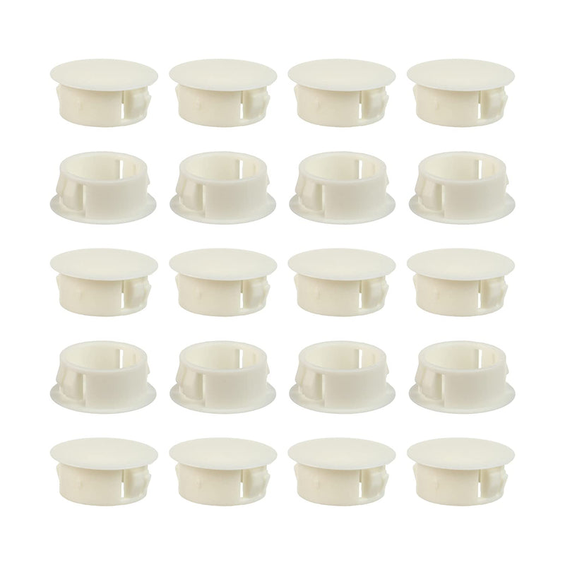 Heyiarbeit 20pcs Hole Plugs 3/4" / 19mm Nylon Plastic Round Snap in Type Locking Hole Tube Furniture Fencing Post Pipe Insert End Caps White Tone 3/4" / 19mm(20pcs)