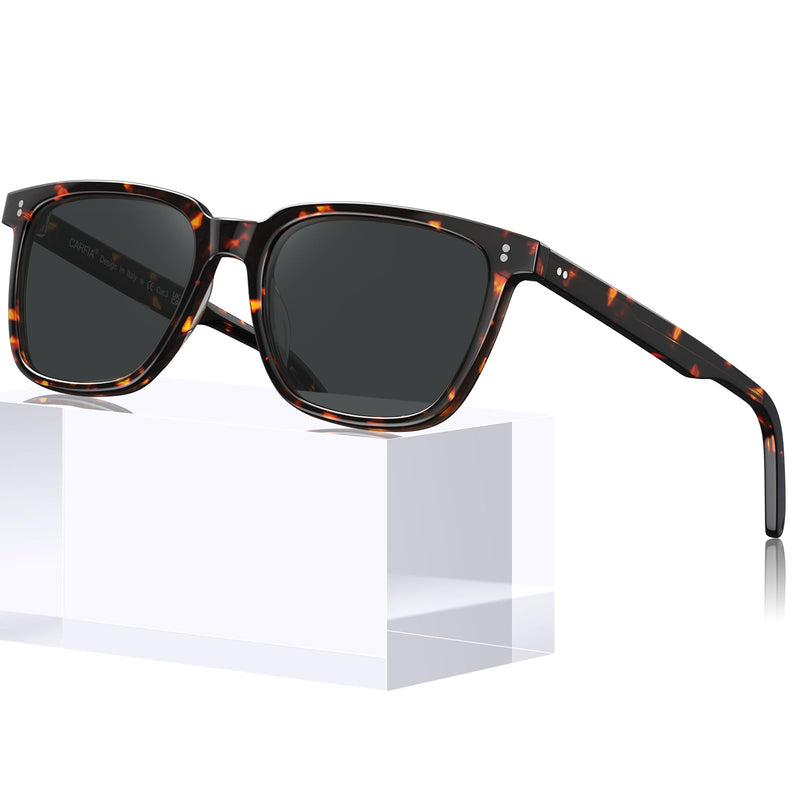 CARFIA Polarized Sunglasses for Women: Acetate, Small/Medium Size, UV400 Anti Glare CA5354 9 - Tortoise Frame Grey Lens Medium Face Frame Width 142mm