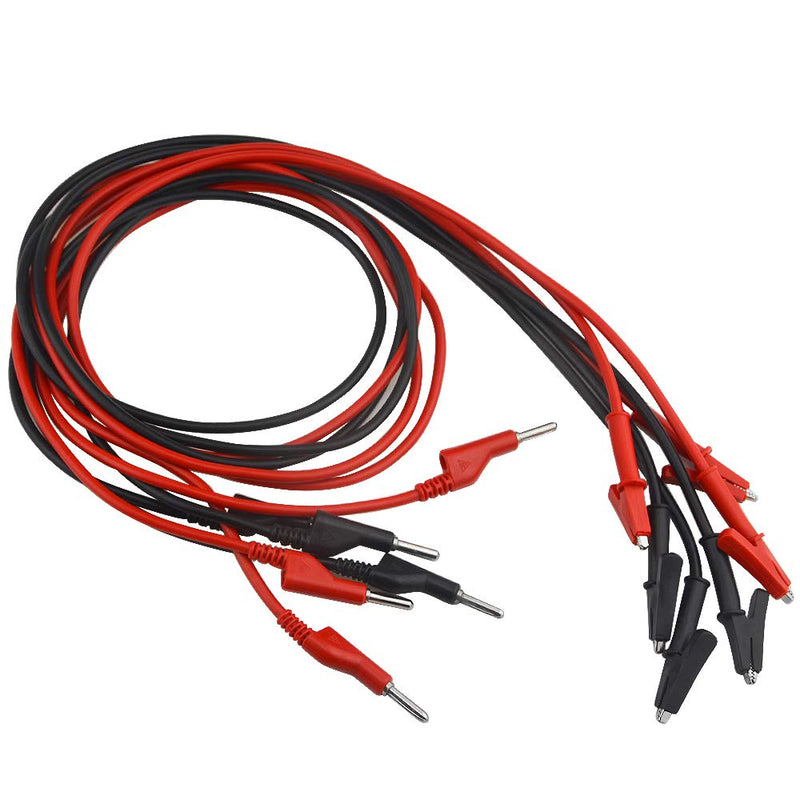 WMYCONGCONG 6 PCS Multimeter Banana Plug to Crocodile Alligator Clip Test Probe Lead Wire Cable 15A with Insulators Clips 3.3ft for Multimeter Electrical Testing
