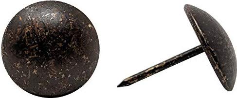 Premium Upholstery Tacks, 3/4-inch Diameter Nailhead Pins, Large Decorative Trim for Furniture (80, Dark Antique Brass) 80