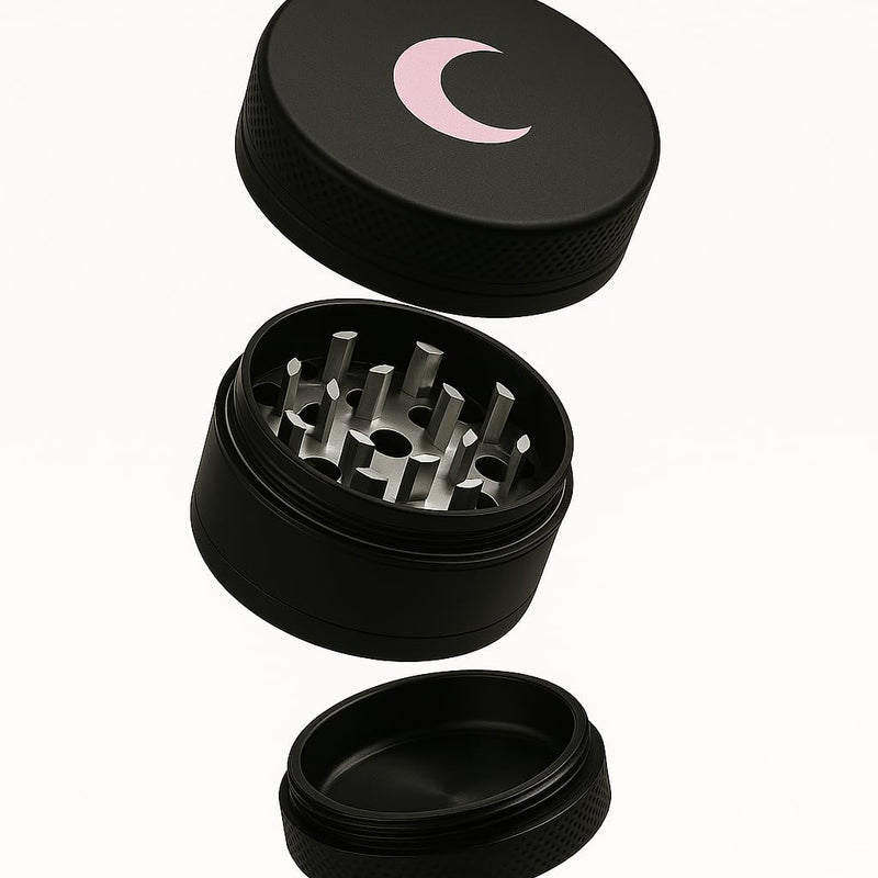 Brando Moon Small Manual Spice Kitchen Crusher – 1.5” Tea, Spice and Seeds Grinder with Cleaning Scraper, for Camping and Outdoor Black