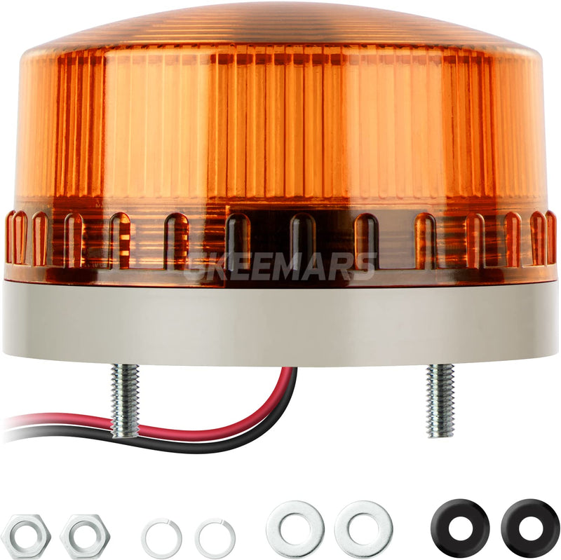 GKEEMARS Round LED Warning Lamp, No Sound AC110V Industrial Signal Flashing Light for Security (Amber) Amber