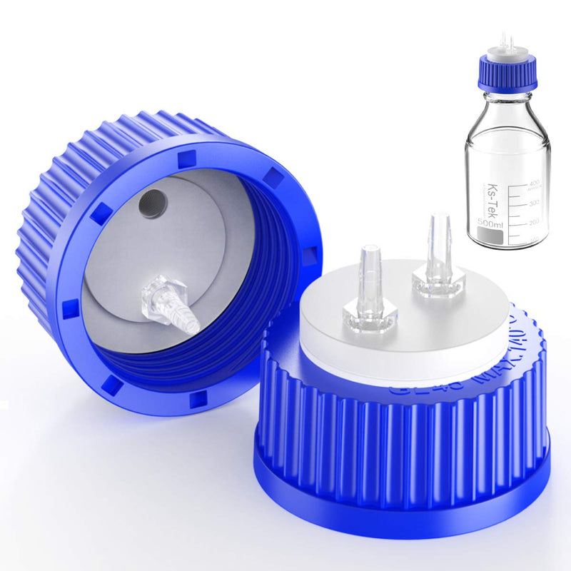 Ks-Tek 1pcs Blue GL45 Safety Cap with Two Holes,3 hose coupler for 1/8"(2.4-3.2mm) I.D. tubing