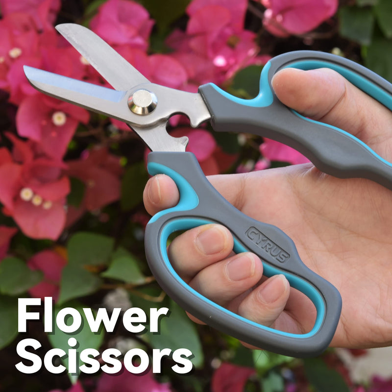 CYRUS Garden Shears Pruner Secateurs Pruning Scissors Flower Sharp Gardening hand tools Florist Bonsai Cutters Rose Snips BLUE