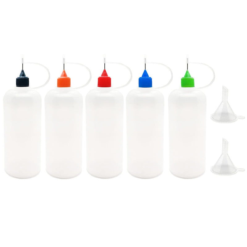 5 Pcs Precision Tip Applicator Bottles, 4 Ounce Translucent Glue Bottles, with 2 Mini Funnel, 5 Color Lid - NewNest Australia