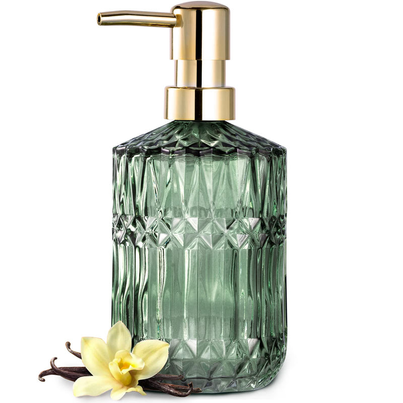 EMPO Clear Glass Soap Dispenser with ABS Plastic Pump, Crystal Lotion Dispensers for Kitchen Sink, Bathroom (Green) Standard Green