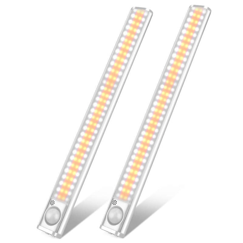 goodland 160 LED Closet Lights Motion Sensor Under Cabinet Lights Indoor Lighting 3600mAh Battery Powered Light Bar Dimmable Rechargeable Closet Light for Kitchen, Wardrobe, Stairs(2 Pack) 2 Packs 160 LED