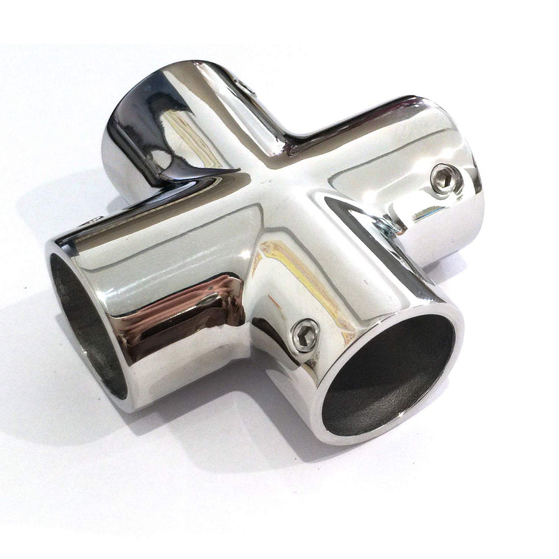 Marine Grade 316 Stainless Steel Heavy Duty Cast Boat 1-1/4in（32MM） Hand Rail Fitting 4 Way Cross Tube Pipe Connector Tee Joint