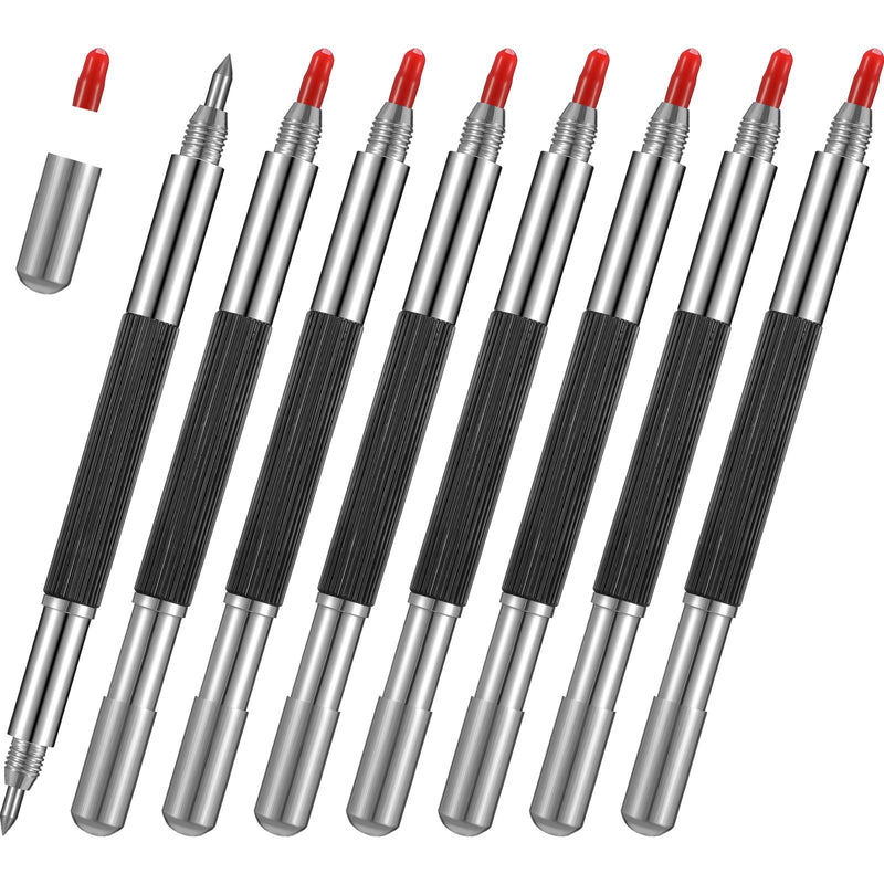 Zonon 8 Pieces Double Head Tungsten Caride Tip Scriber Engraving Pen Tip Scriber Metal Etching Engraving Pen for Glass Metal Ceramics Tile Stone Aluminum Alloy Wood