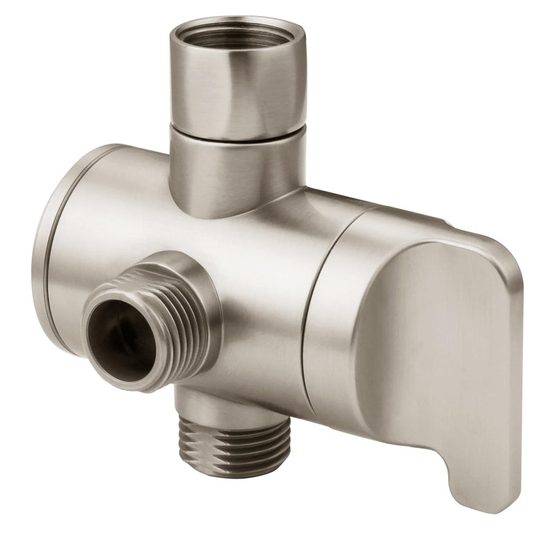 BRIGHT SHOWERS Shower Arm Diverter Valve for Hand held Showerhead and Fixed Spray Head, 3-Way Shower Head Diverter Valve, Brushed Nickel