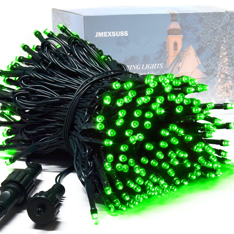 JMEXSUSS 200 LED Christmas String Lights Outdoor, 66ft Expandable Green String Lights Plug in, 8 Modes Waterproof Green Christmas Tree Lights for Outside Yard St Patricks Day Christmas Halloween Decor Green Connectable