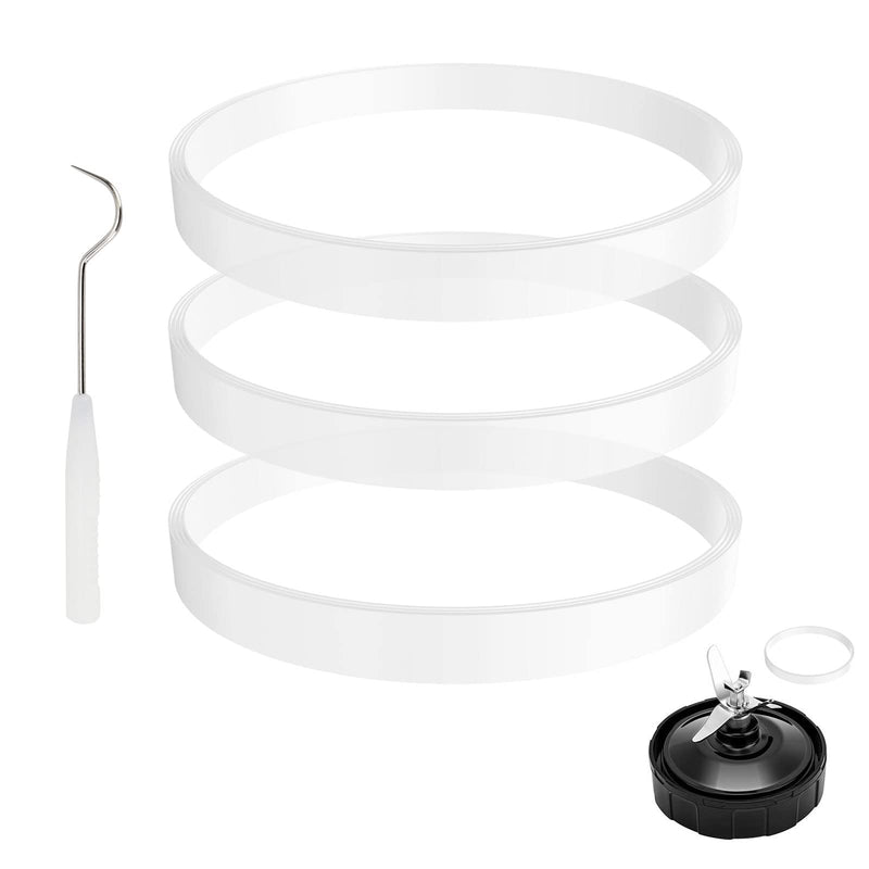 3 Pack Rubber Gaskets Replacement Seal White Ring for Nutri Ninja Blender Replacement for Ninja Auto-iQ Pro Extractor CT680 BL456-30 BL480 BL681A BL682 (3.94 inch Gaskets) 3 PCS (3.94 Inch Gaskets)