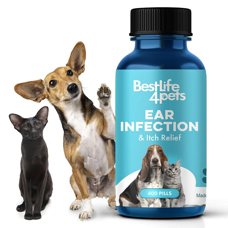 BestLife4Pets Ear Infection Relief for Dogs and Cats - Dog Ear Infection Treatment Supplement; Cat Supplements for Ear Itching, Swelling, Otitis, Pain & Inflammation - Easy to Use Pills - PawsPlanet Australia