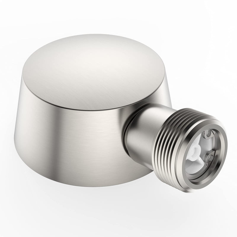 Wall Mounted Supply Elbow, Solid Brass Round Wall Supply Elbow with Check Valve (Brushed Nickel)