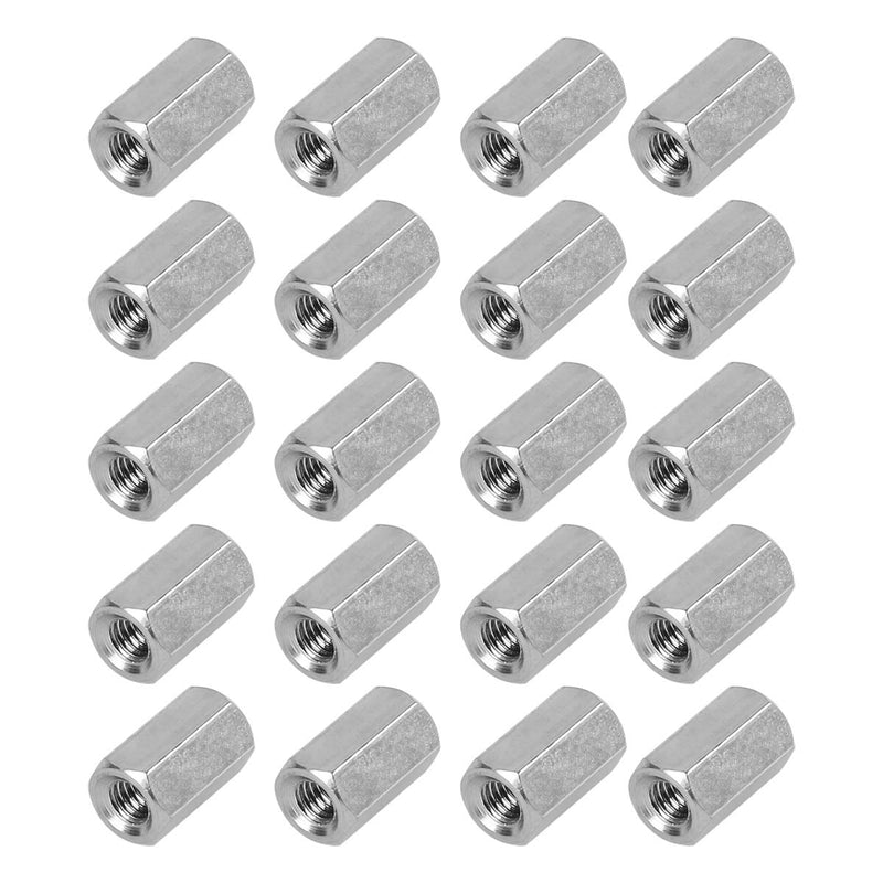 M4 X 0.7 -Pitch 12mm Length Hex Width 7mm Metric Hex Coupling Nut 304 Stainless Steel Rod Coupling Nuts（ Pack of 20）