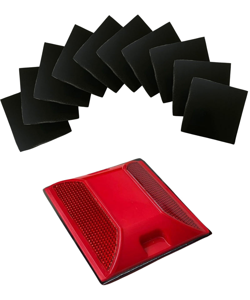 Adhesive Sticky Pads For Road Reflectors | Pack of 10 | 4 by 4 inch Butyl Pads | Sticks to Street, Pavement & Asphalt | Industrial Grade Glue for Reflector Markers (Reflective Studs Sold Separately)