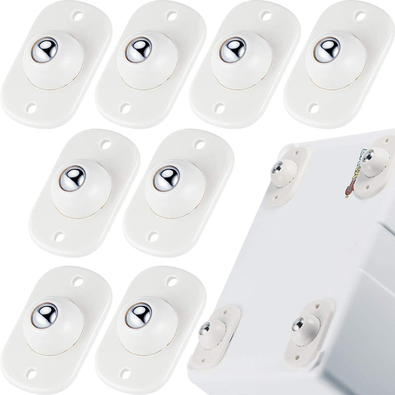 Honoson 8 Pcs Self Adhesive Caster Wheels Appliance Rollers Appliance Sliders for Kitchen 360° Swivel Universal Wheel Mini Small Kitchen (White with 1 Steel Ball Style) White
