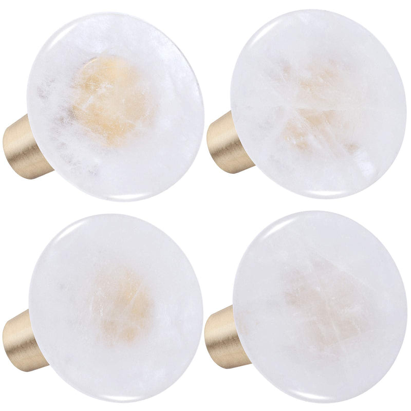 mookaitedecor Set of 4 Rock Quartz Drawer Knobs Stone Pull Handles for Dresser Wardrobe, Decorative Crystal Wall Hanger for Kitchen Bathroom